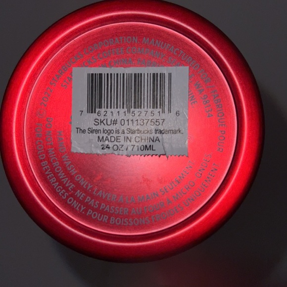 Starbucks Red Stainless Steel 24 oz. Holiday 2022 Cold Cup with Straw - Picture 6 of 8